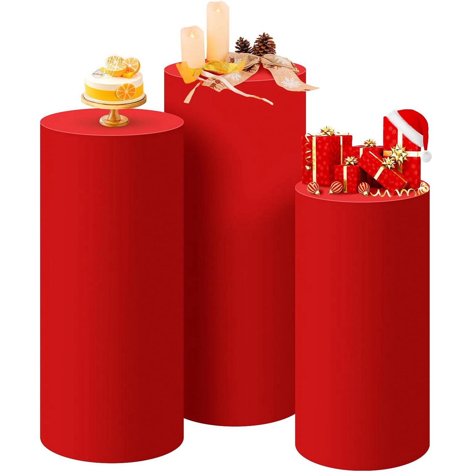Dessert Table Backdrop - غطاء أسطواني أحمر من Yeele لتزيين
