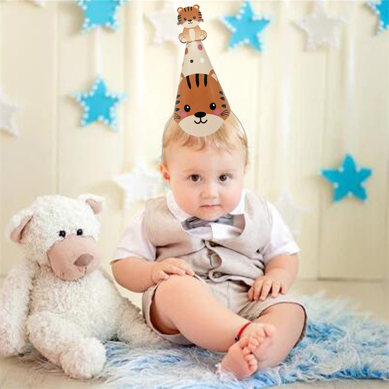 Party Hat Cone - 6 قطع من قبعات الحيوانات الاستوائية