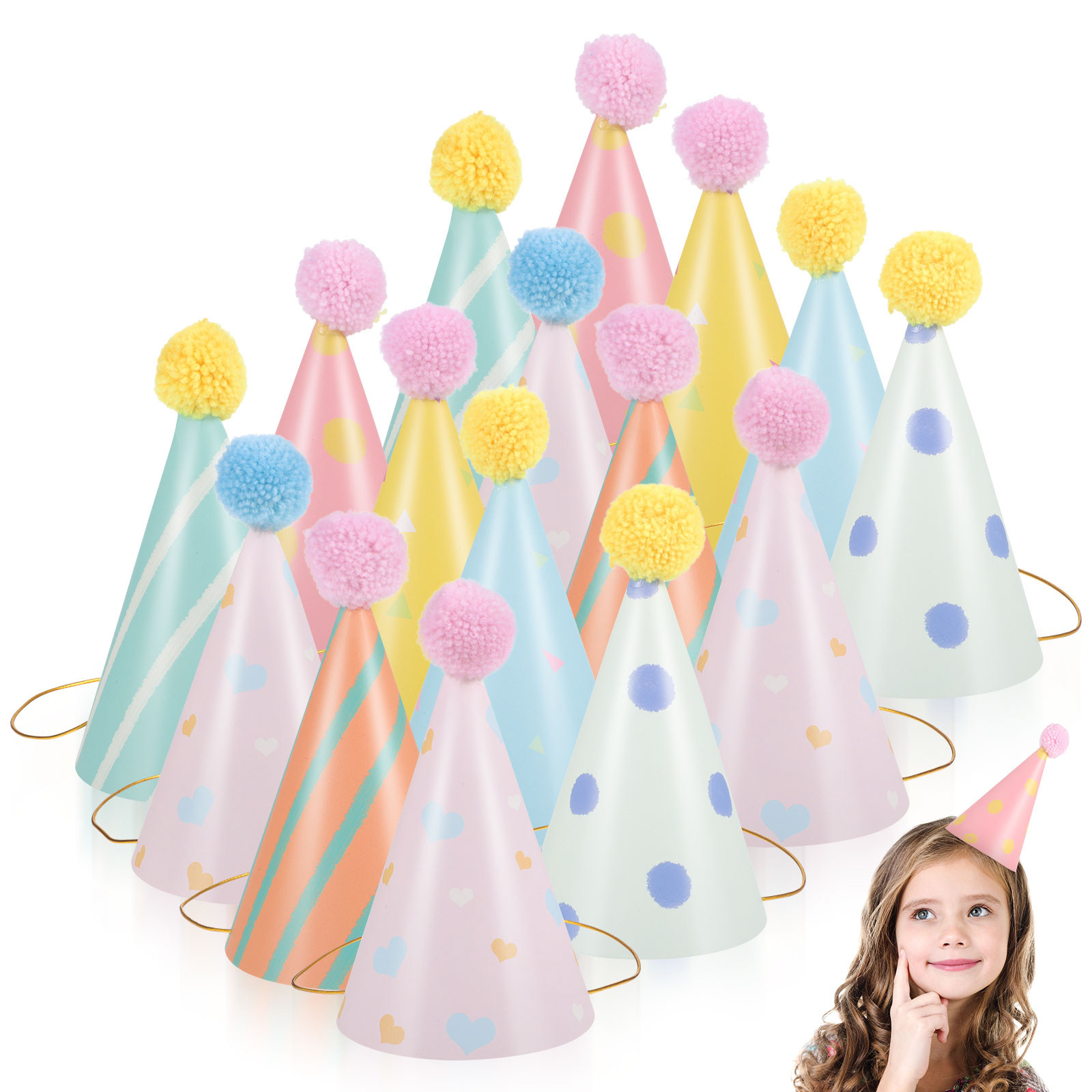 Party Hat Cone - 14 قطعة من قبعات أعياد الميلاد