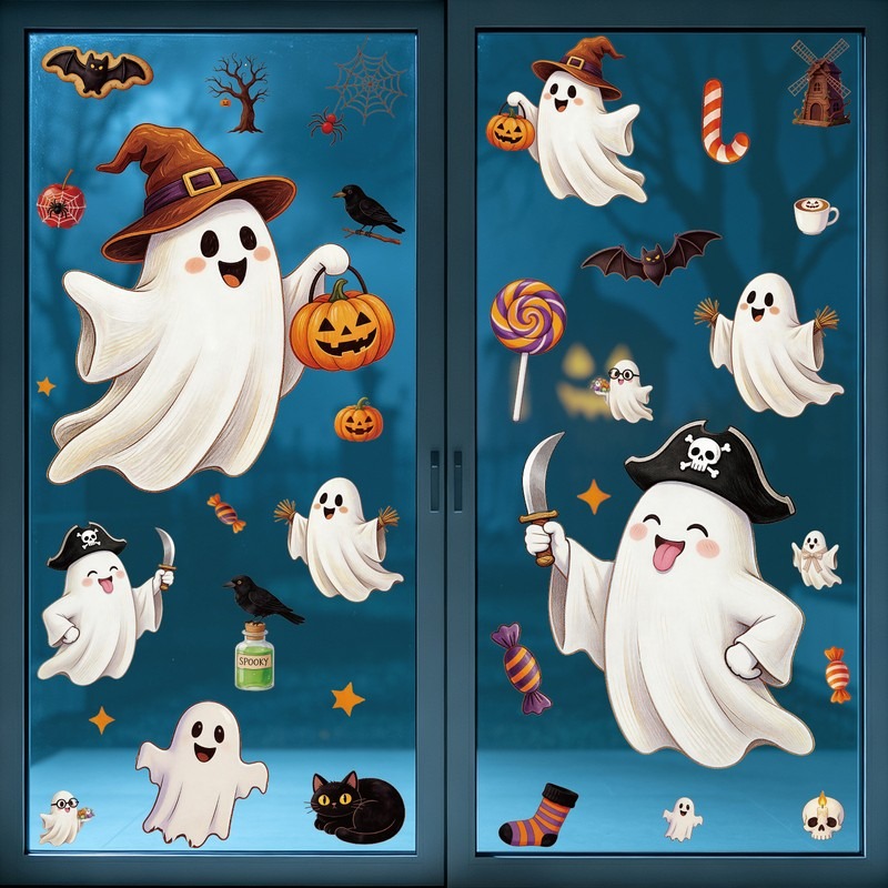 Party Event Supply Store - ملصقات الهالوين لتزيين نوافذ المتاجر، ملصقات