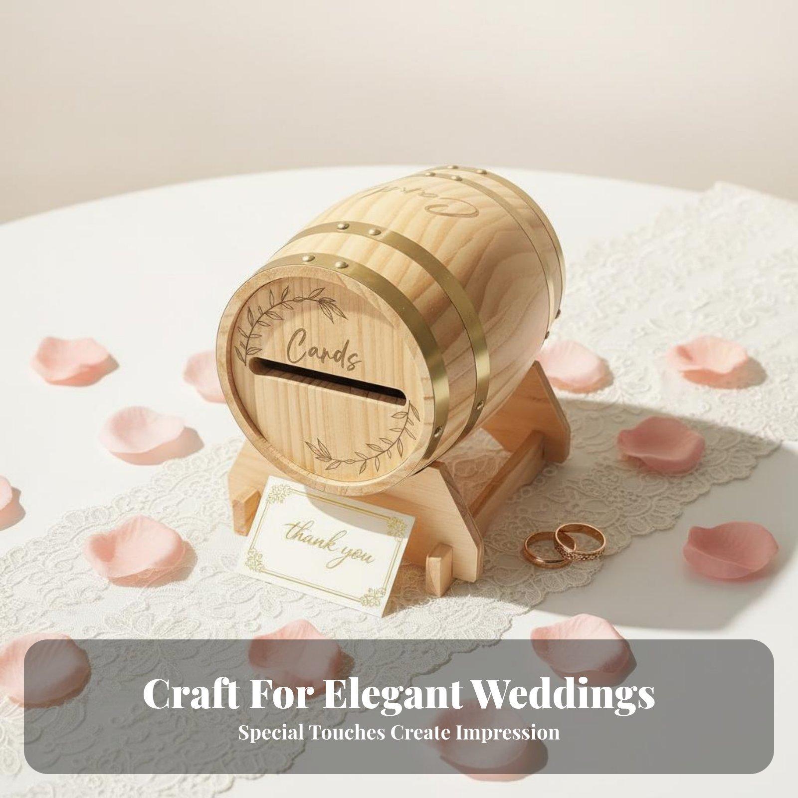 Event Party Box - صندوق بطاقات خشبي ريفي بتصميم أسطواني