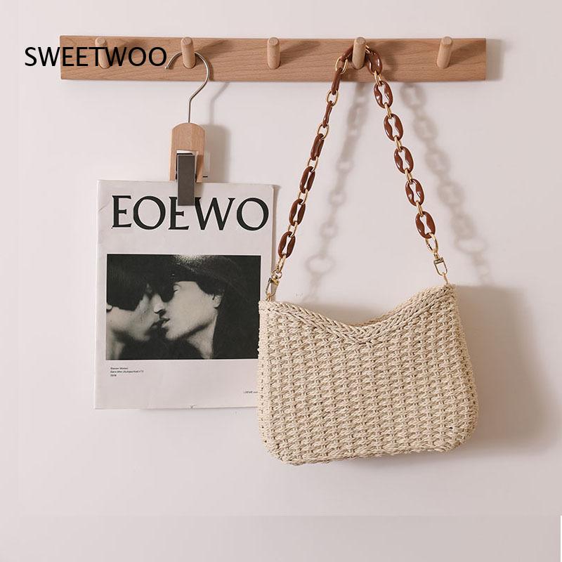 حقيبة كتف من القش المنسوج بلون - مراجعة Paper Straw Color وسعره
