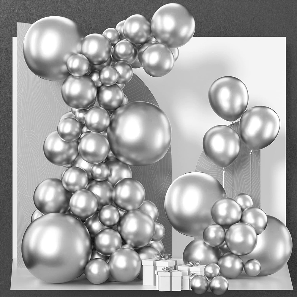 68 قطعة بالونات فضية معدنية طق - مراجعة Balloon Arch Kit وسعره