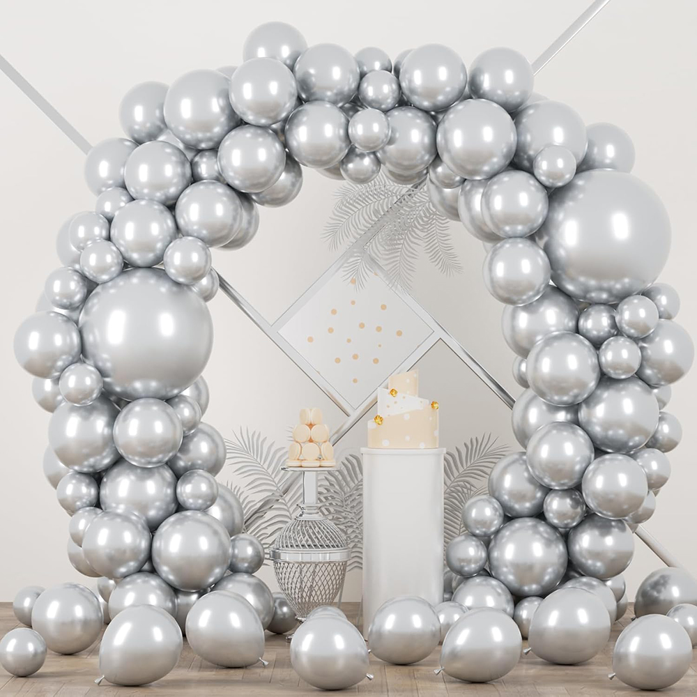 68 قطعة بالونات فضية معدنية طق - مراجعة Balloon Arch Kit وسعره