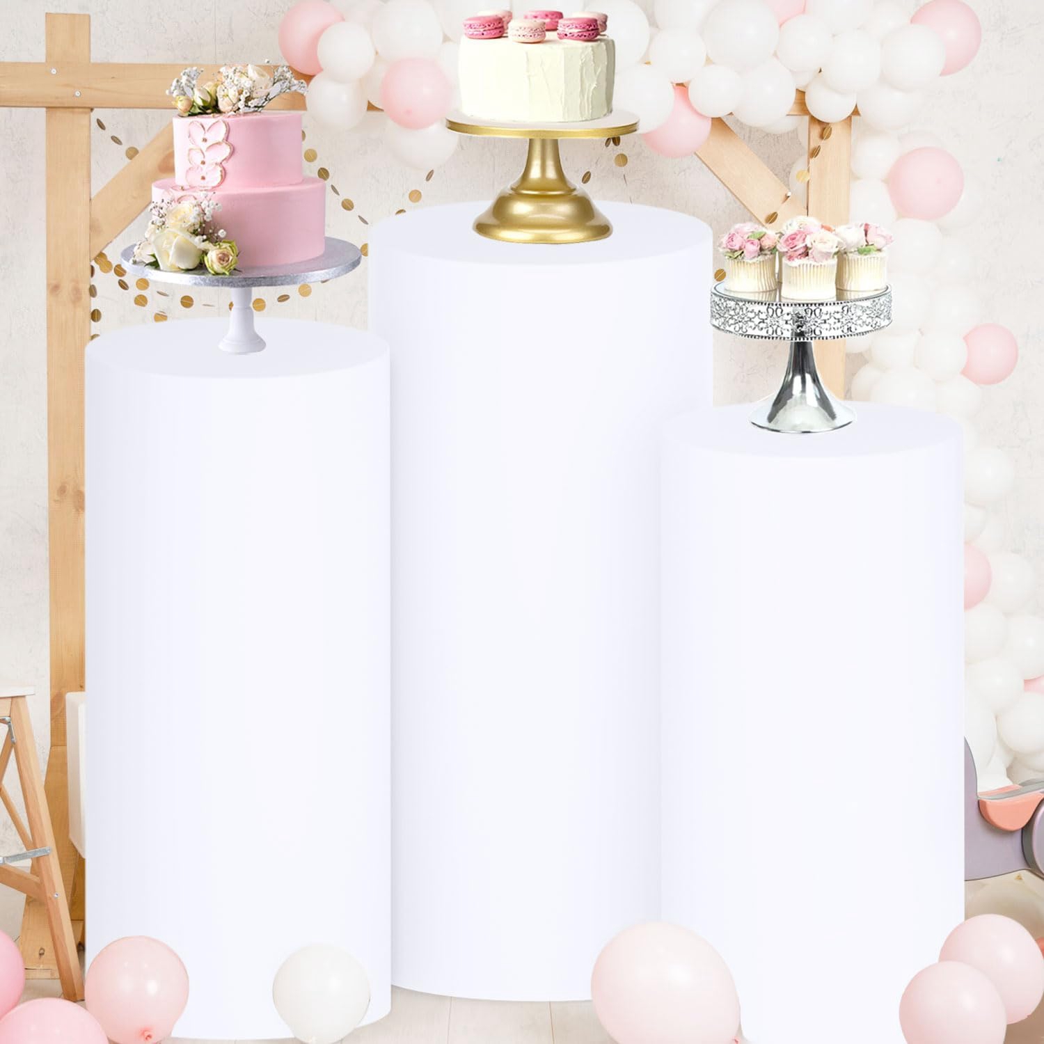 غطاء أسطواني أبيض من Yeele، مت - مراجعة Dessert Table Backdrop وسعره