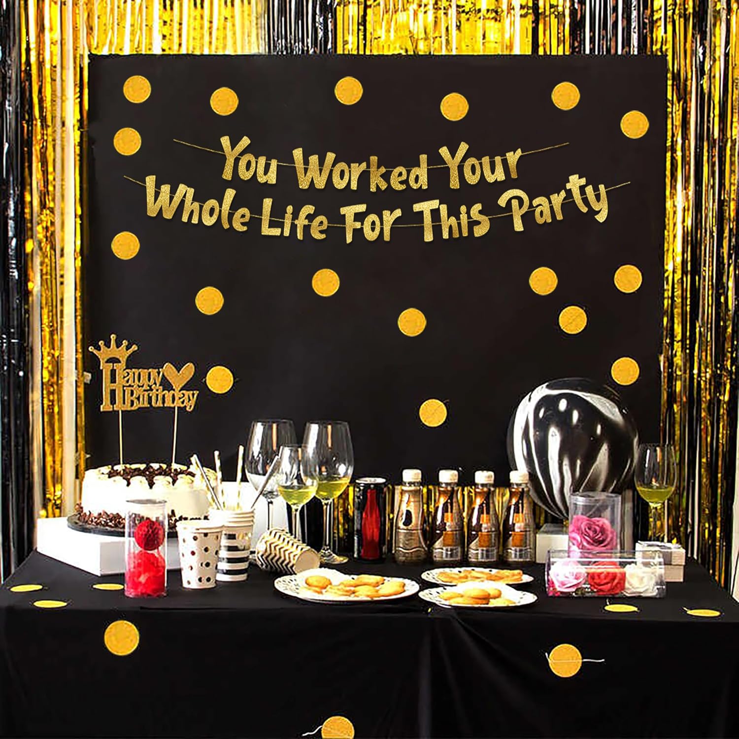 زينة حفلات التقاعد - لافتة ذهب - مراجعة Party Banner Gold وسعره